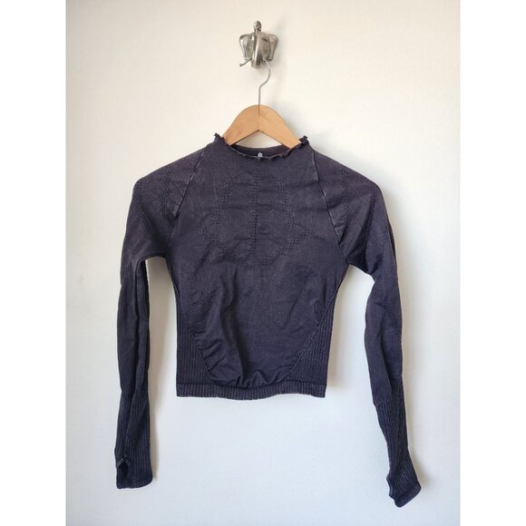 Free People Movement Good Karma hi neck black nior long sleeve shirt M - Picture 1 of 5